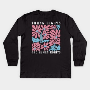 Trans Rights Are Human Rights Floral LGBTQ Pride Transgender Kids Long Sleeve T-Shirt